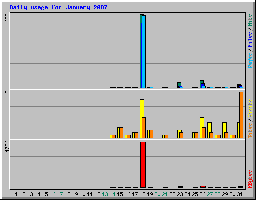 Daily usage for January 2007