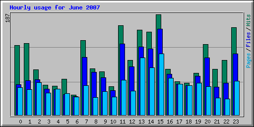 Hourly usage for June 2007