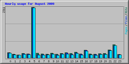 Hourly usage for August 2009