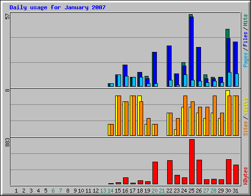 Daily usage for January 2007