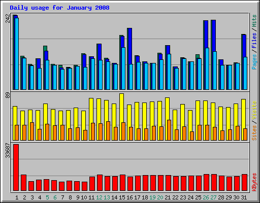 Daily usage for January 2008