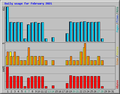 Daily usage for February 2021