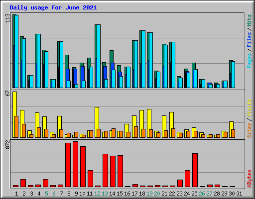 Daily usage for June 2021
