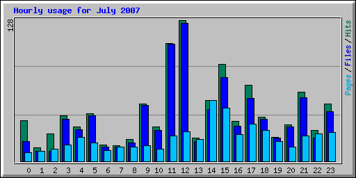 Hourly usage for July 2007
