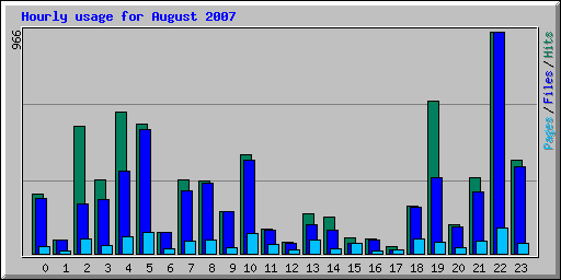 Hourly usage for August 2007