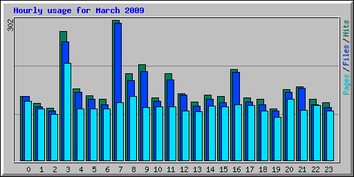 Hourly usage for March 2009