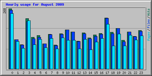 Hourly usage for August 2009