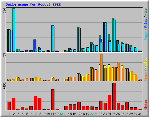 Daily usage for August 2022