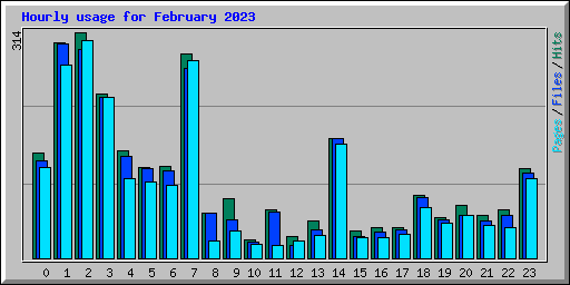Hourly usage for February 2023