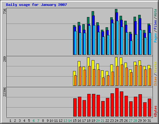 Daily usage for January 2007