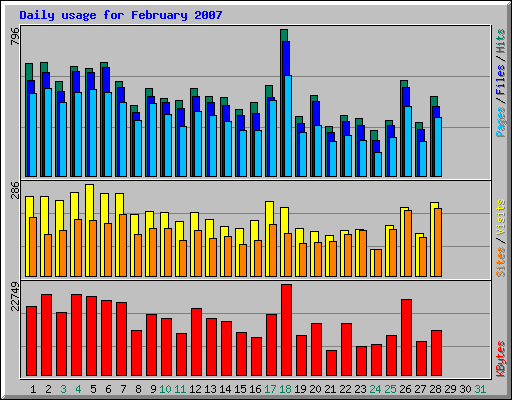 Daily usage for February 2007