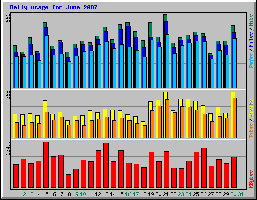 Daily usage for June 2007