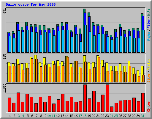 Daily usage for May 2008