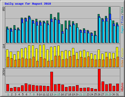 Daily usage for August 2010