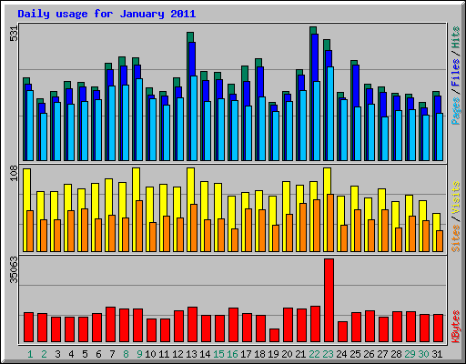 Daily usage for January 2011