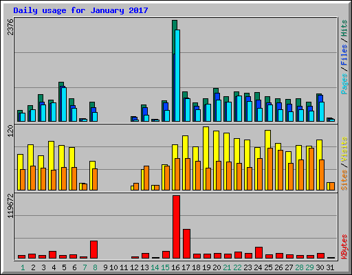 Daily usage for January 2017