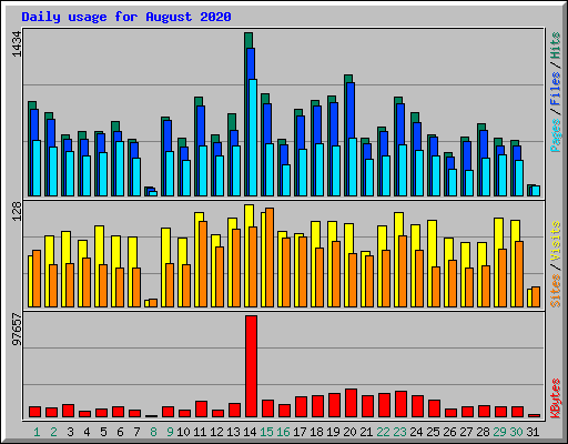 Daily usage for August 2020