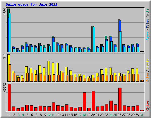 Daily usage for July 2021