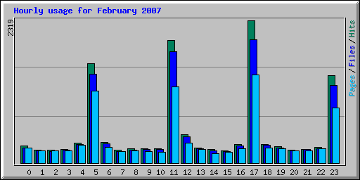 Hourly usage for February 2007