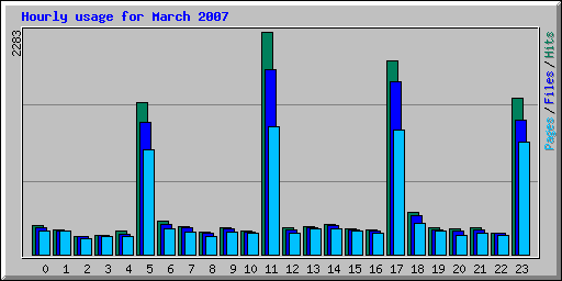 Hourly usage for March 2007