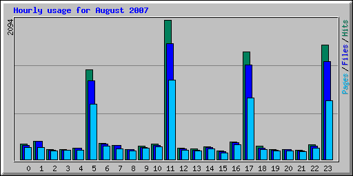 Hourly usage for August 2007