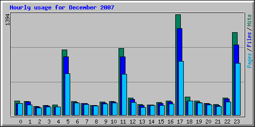 Hourly usage for December 2007