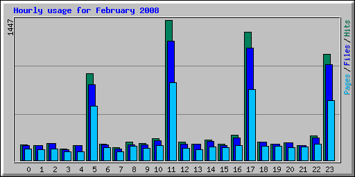 Hourly usage for February 2008