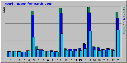 Hourly usage for March 2008