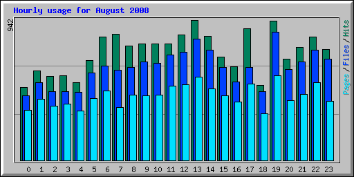 Hourly usage for August 2008