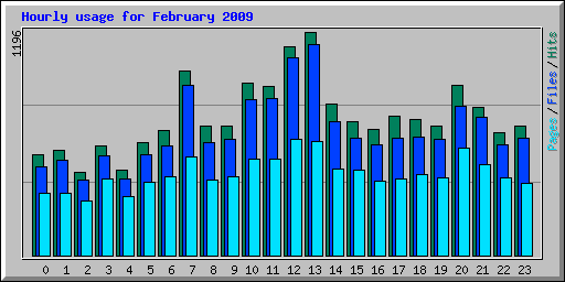 Hourly usage for February 2009