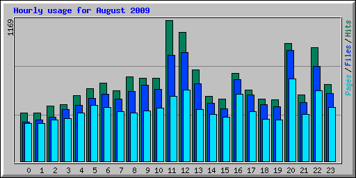 Hourly usage for August 2009