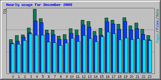 Hourly usage for December 2009