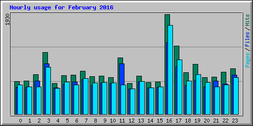 Hourly usage for February 2016