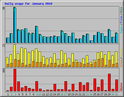 Daily usage for January 2010