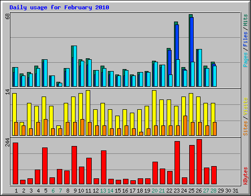 Daily usage for February 2010