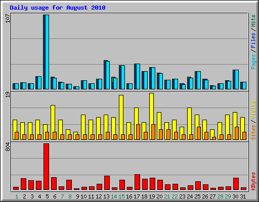 Daily usage for August 2010