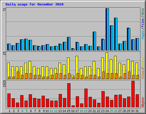 Daily usage for December 2010