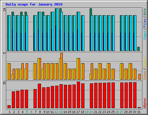 Daily usage for January 2019