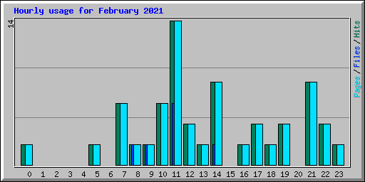 Hourly usage for February 2021
