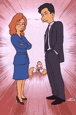 [pic of Scully & Mulder with Homer]