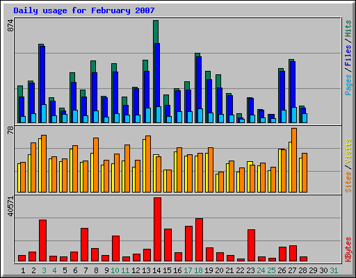 Daily usage for February 2007