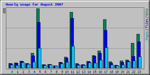 Hourly usage for August 2007