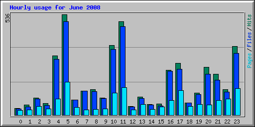 Hourly usage for June 2008